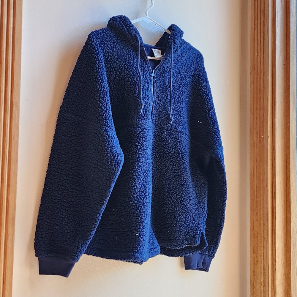 PINK Victoria's Secret Fleece Royal Blue Quarter Zip Pullover Hoodie Size Small